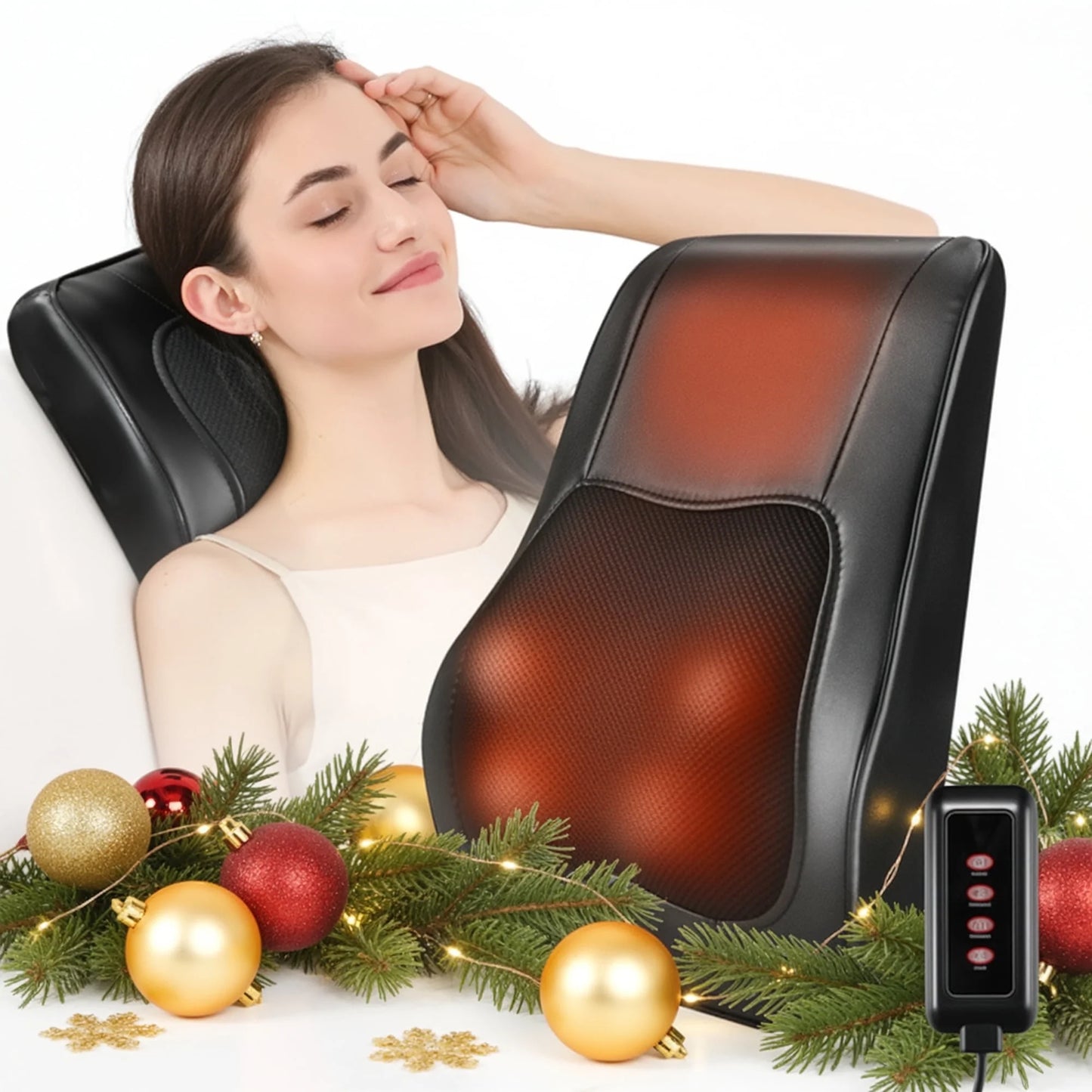 Back Massager with Heat, Massagers for Neck and Back, 3D Kneading Massage Pillow for Shoulder, Leg Muscle Pain Relief, Gifts for Mom Dad