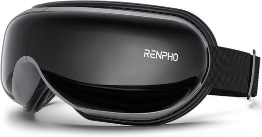 Eye Massager with Heat & Vibration – 5 Massage Modes, Bluetooth Music, Adjustable Headband, USB Rechargeable - Black