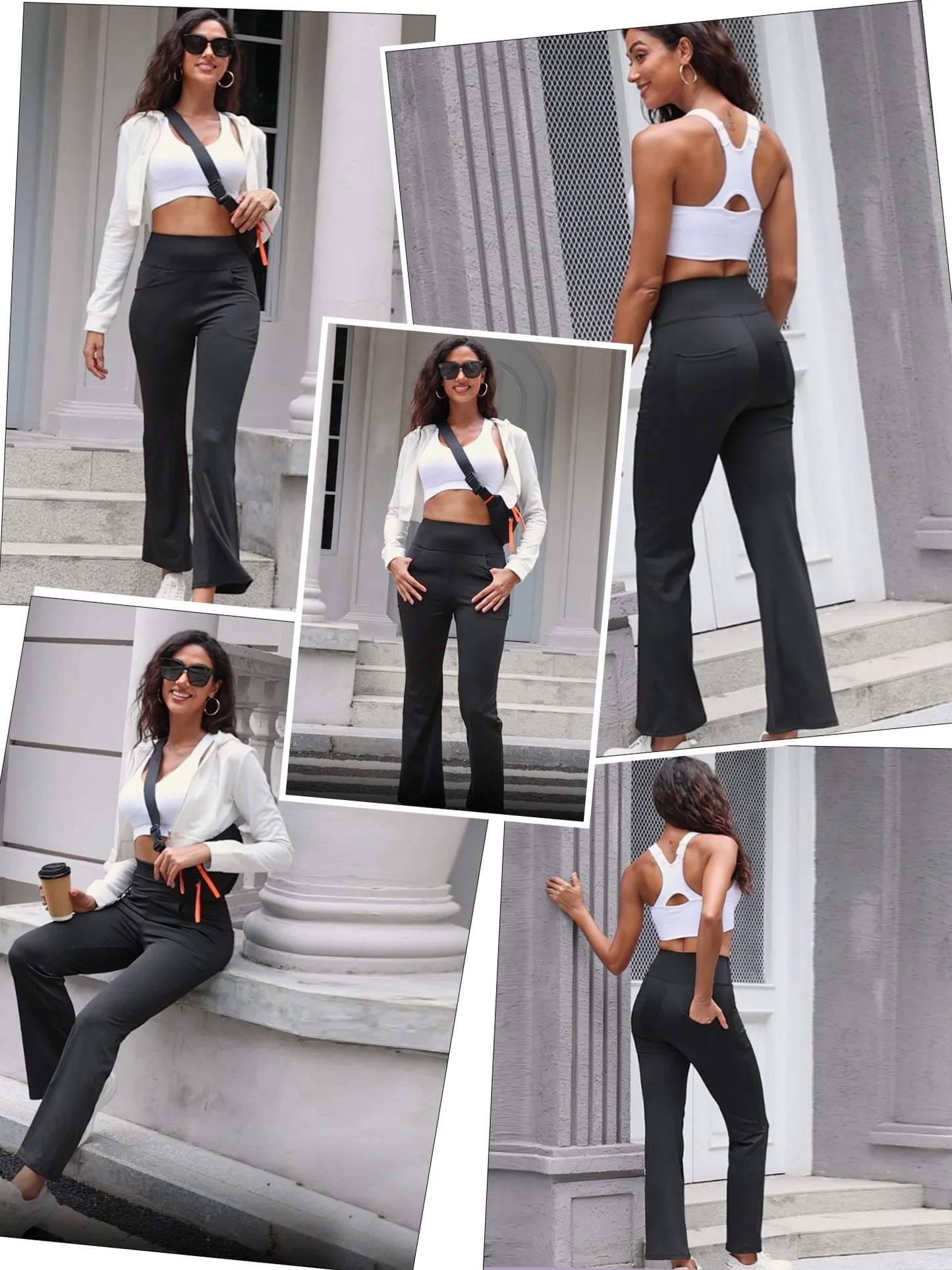 Womens Bootcut Yoga Pants Flare Workout Legging with Pockets High Waist Lightweight Bottoms Activewear Black M