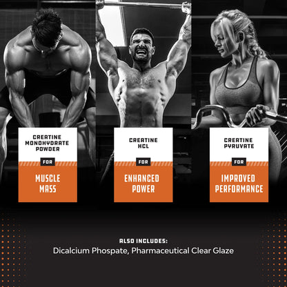 Tri-Phase Creatine Tablets, Pre Workout Supplement for Muscle Mass and Recovery, 120 Ct