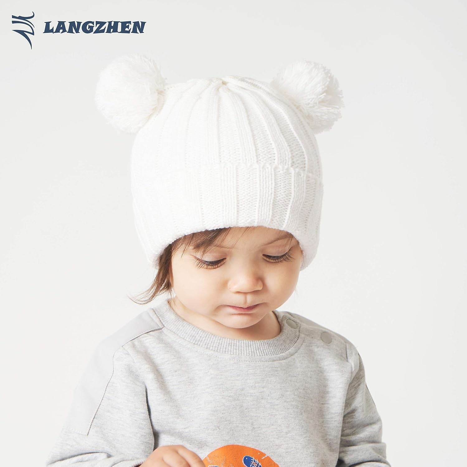 Winter Warm Knitted Baby Hats for Girls Pom Pom Kid Toddler Boys Beanies Cap with Fleece Lining