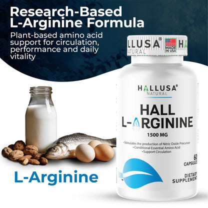 L-Arginine Nitric Oxide Supplement - 60 Caps for Heart & Athletic Health