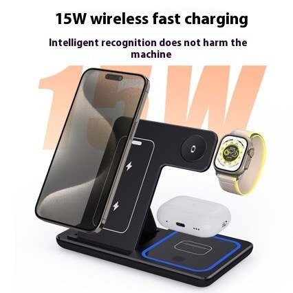 3-in-1 LED Fast Wireless Charger Stand Foldable Charging Station