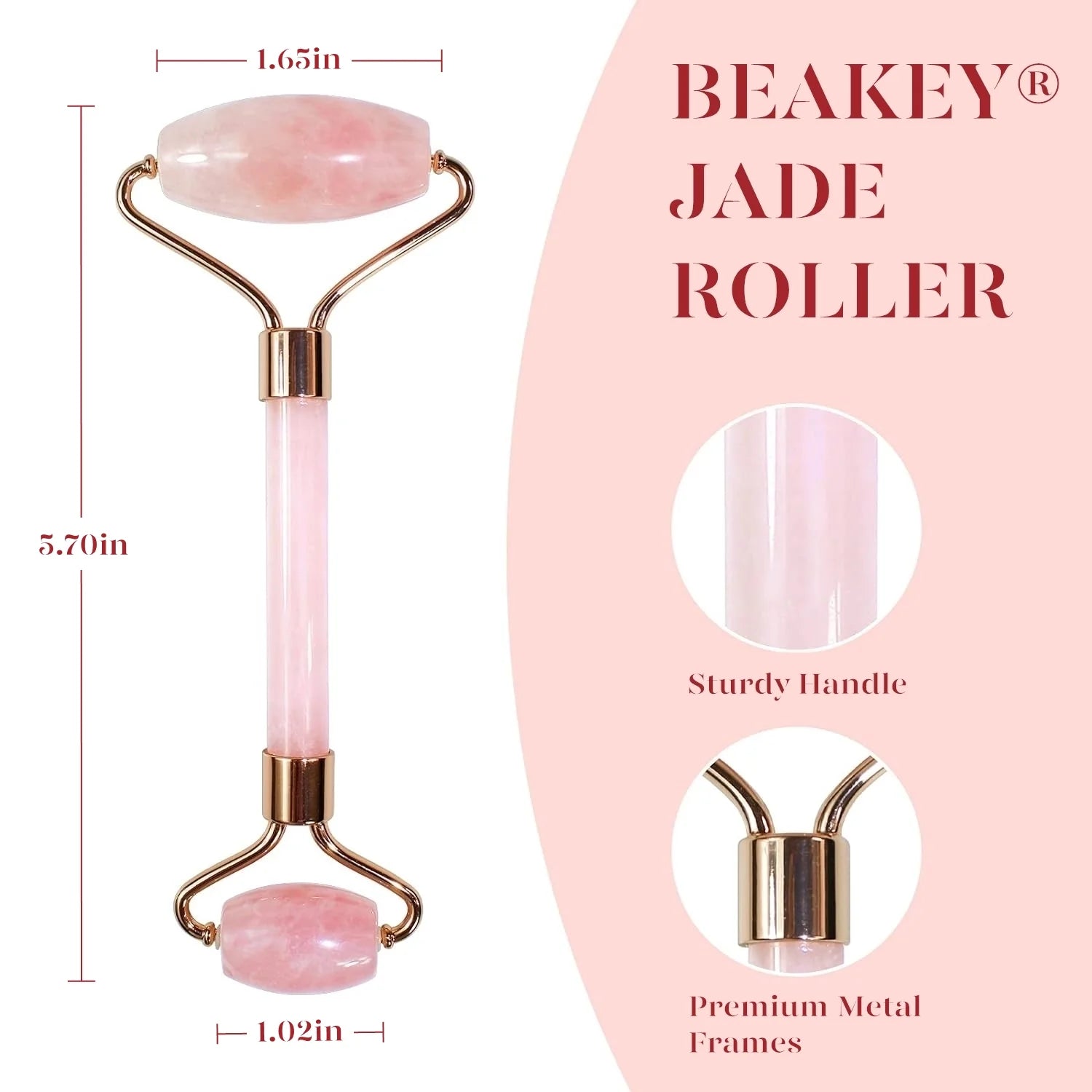 Jade Roller & Gua Sha, Natural Jade Face Roller Facial Skin Care Skin Toning Devices, Pink