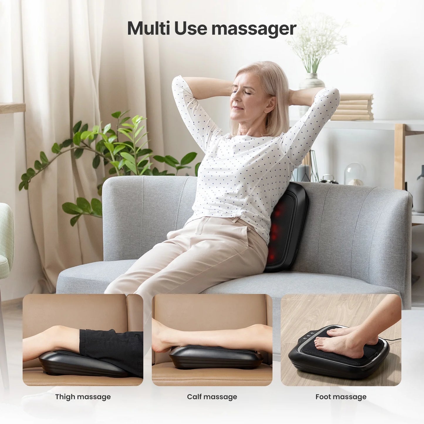 Foot Massager with Heating,Shiatsu Foot Massager for Circulation, Back Massager, Foot Warmer and Massager for Neuropathy Muscle Pain Relief Plantar Fasciitis, Gifts for Women Men