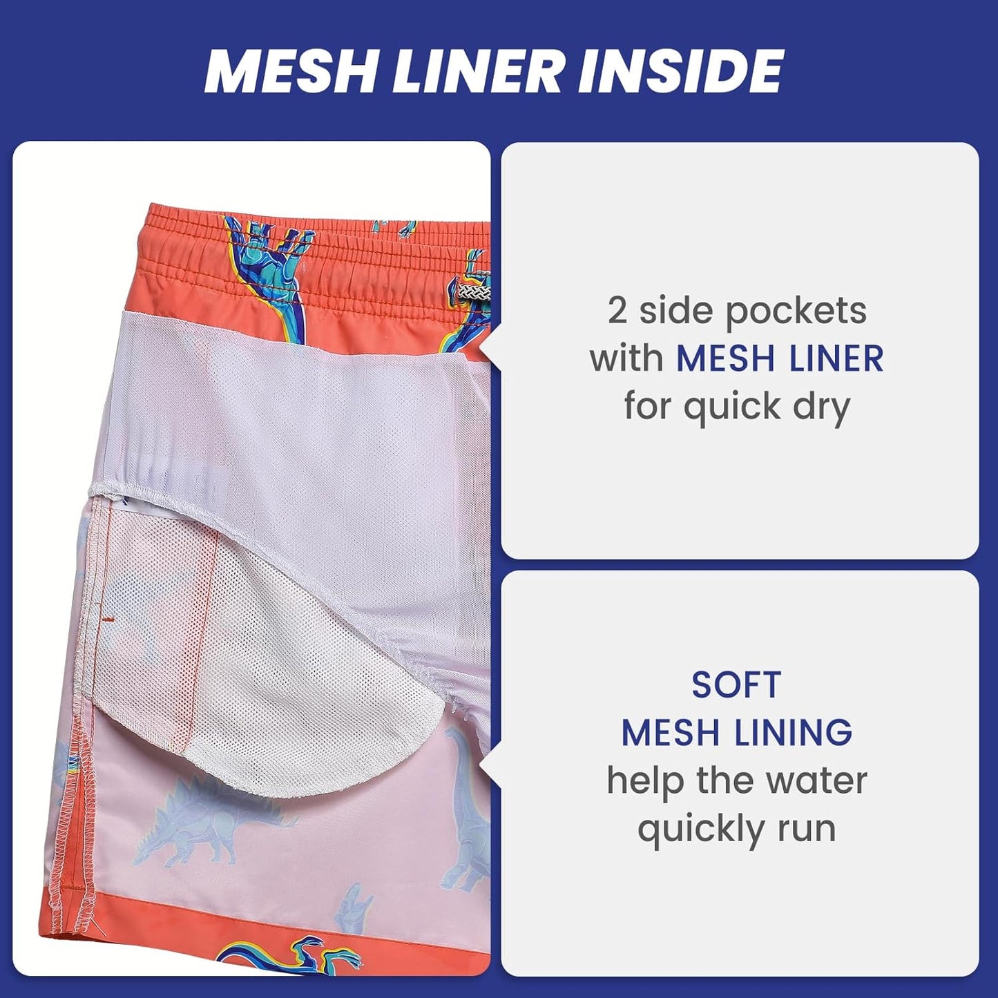 Mens Swim Trunks 5" Quick Dry Beach Shorts Bathing Suits with Mesh Lining Pockets