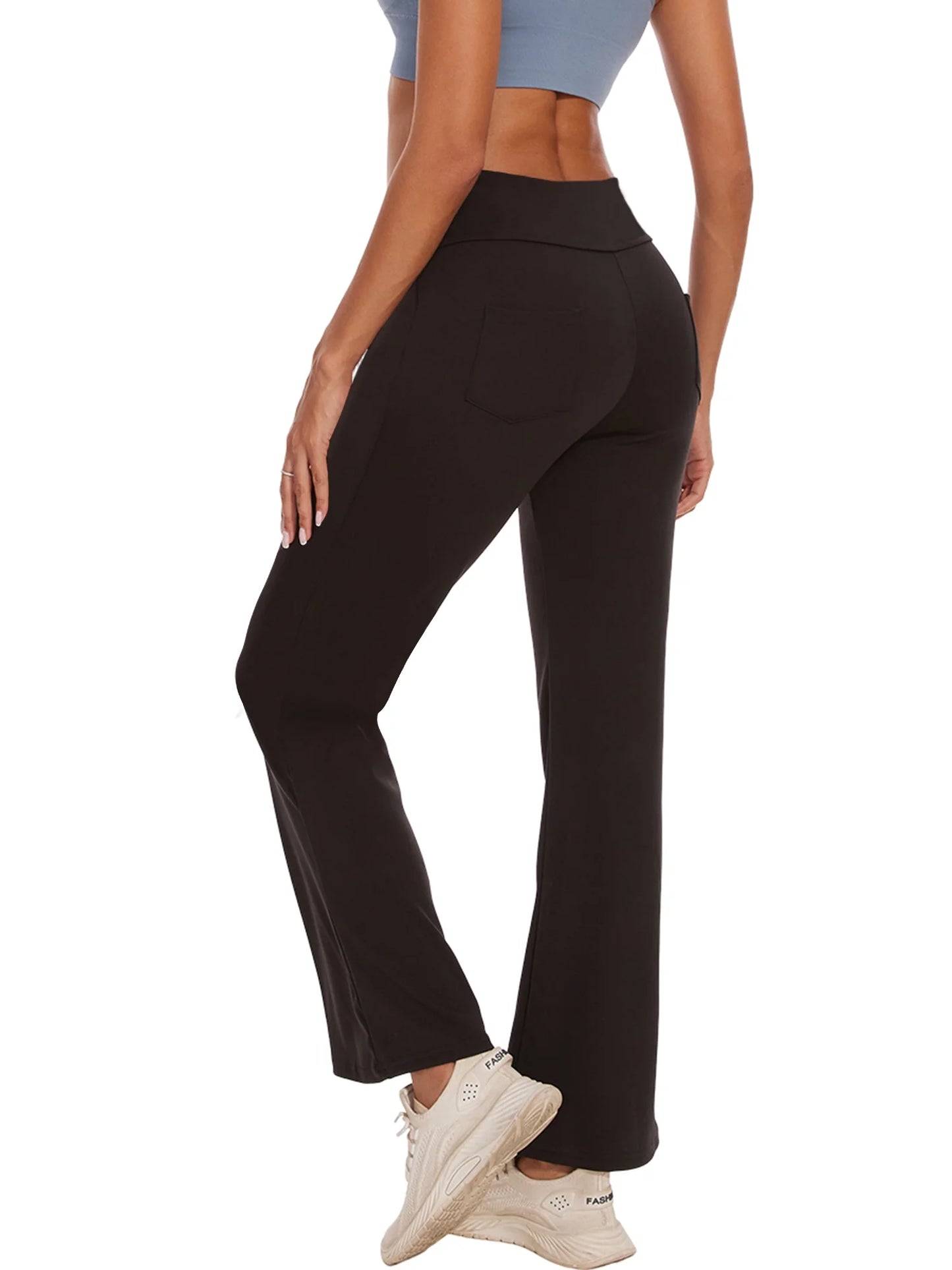 Womens Bootcut Yoga Pants Flare Workout Legging with Pockets High Waist Lightweight Bottoms Activewear Black M