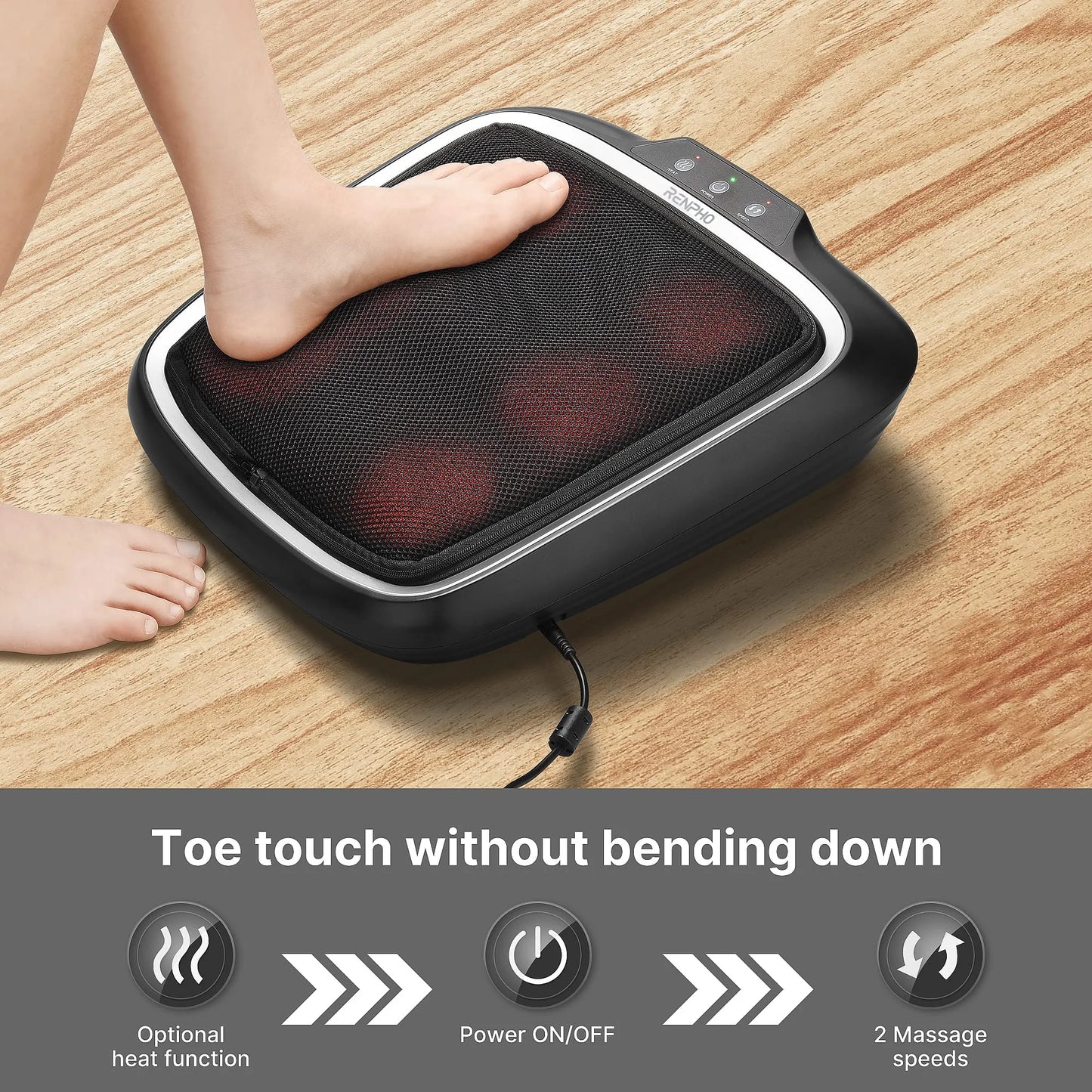Foot Massager with Heating,Shiatsu Foot Massager for Circulation, Back Massager, Foot Warmer and Massager for Neuropathy Muscle Pain Relief Plantar Fasciitis, Gifts for Women Men