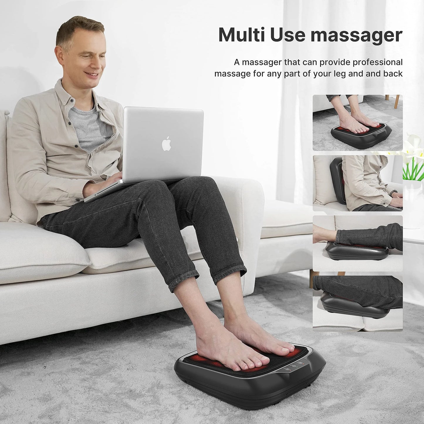 Foot Massager with Heating,Shiatsu Foot Massager for Circulation, Back Massager, Foot Warmer and Massager for Neuropathy Muscle Pain Relief Plantar Fasciitis, Gifts for Women Men