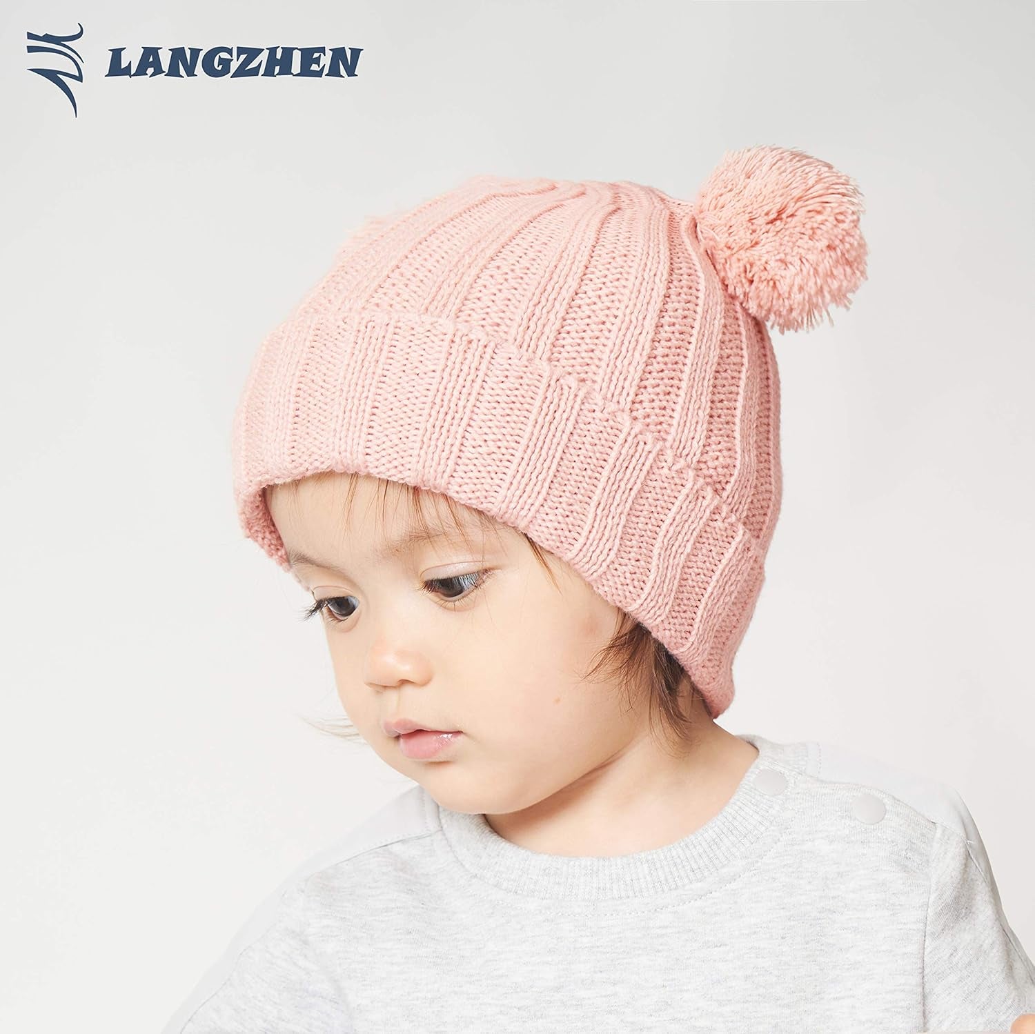 Winter Warm Knitted Baby Hats for Girls Pom Pom Kid Toddler Boys Beanies Cap with Fleece Lining