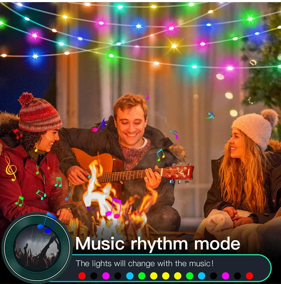 20M RGBIC USB 5V LED String Light Bluetooth Music App WS2812 Programmable DIY Fairy Lights Birthday Party Garland Christmas Decoration