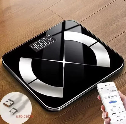 Bluetooth Fat Scale, Accurate Smart Digital Bathroom Weight Scale, Wireless Weight Scale, USB Rechargeable Smartphone App