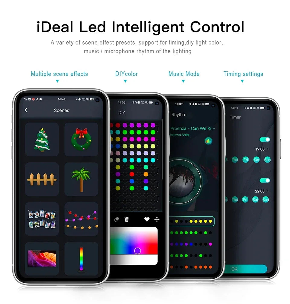 20M RGBIC USB 5V LED String Light Bluetooth Music App WS2812 Programmable DIY Fairy Lights Birthday Party Garland Christmas Decoration