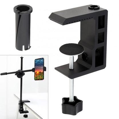 2-in-1 Heavy Duty Table Mounting Clamp, Metal Desktop Clamp, Microphone Clamp Holder for Microphone Suspension Boom Scissor Arm/Desk Lamp