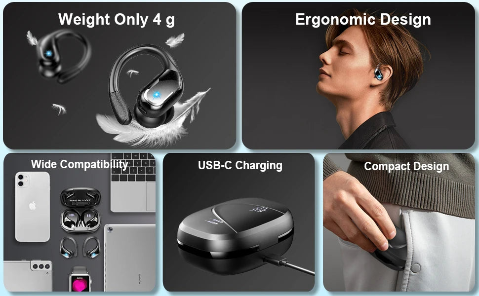 75Hrs Bluetooth 5.3 Headphones, IP7 Waterproof Wireless Earbuds with ENC Noise Cancelling Mic, Deep Bass for Sports, Workout and Gym