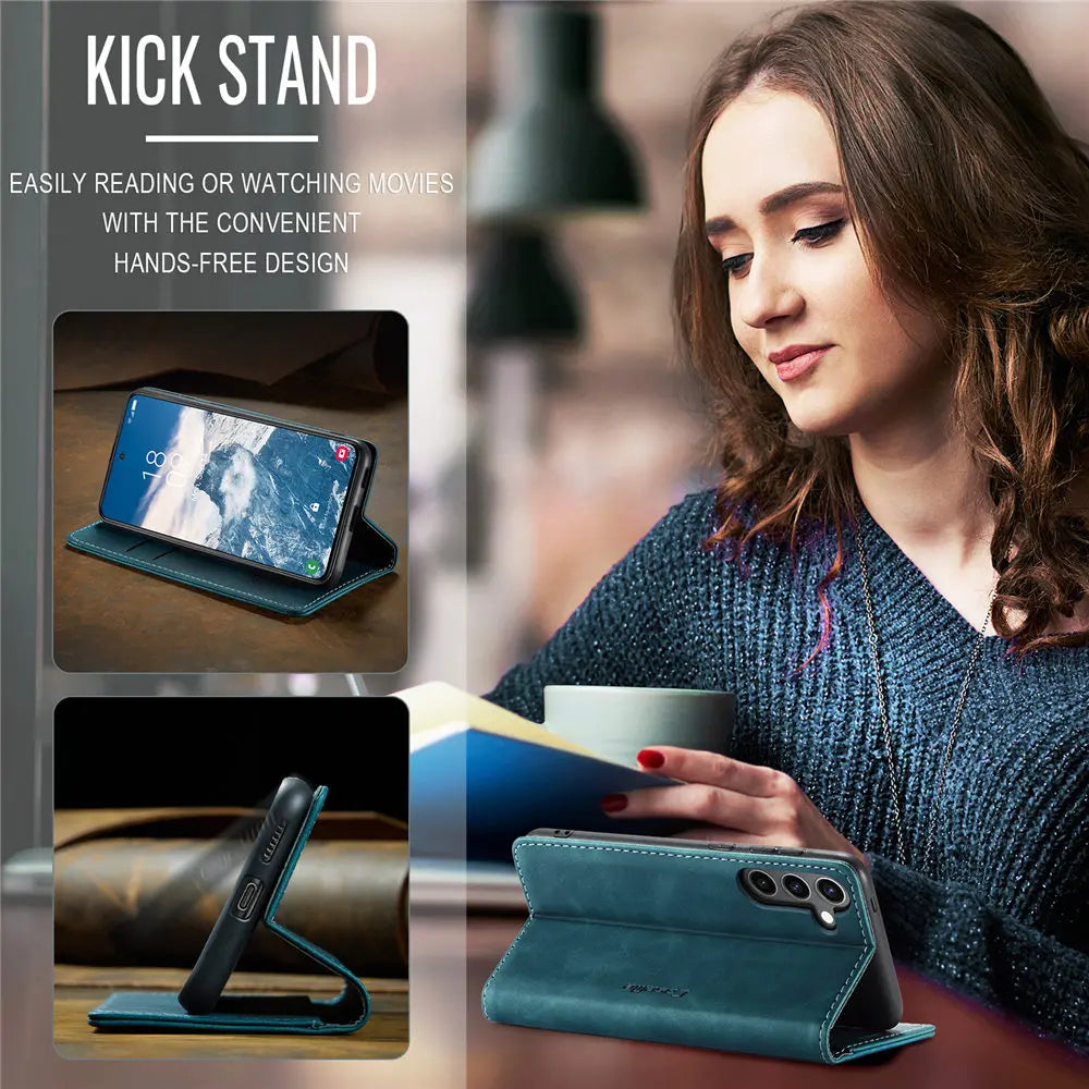 Funda de teléfono de cuero con tapa magnética S24FE para Samsung Galaxy S24 FE S24Plus Capa con ranura para tarjeta de crédito funda tipo billetera para Galaxy S24 Ultra