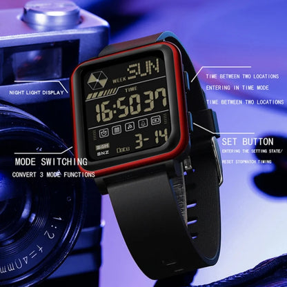 SANDA 6159 relojes electrónicos de moda para hombres reloj despertador multifuncional luminoso de silicona resistente al agua reloj Digital para estudiantes