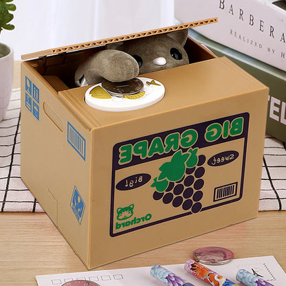 Hucha electrónica de plástico para niños, caja de ahorro de dinero, lindo Panda automatizado, gato, robar monedas, regalo