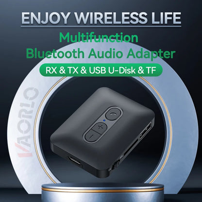 Transmisor receptor inalámbrico Bluetooth 5,4, adaptador de Audio estéreo HIFI AUX/U Disk/TF de 3,5mm con micrófono para Kit de coche, altavoz, PC y TV