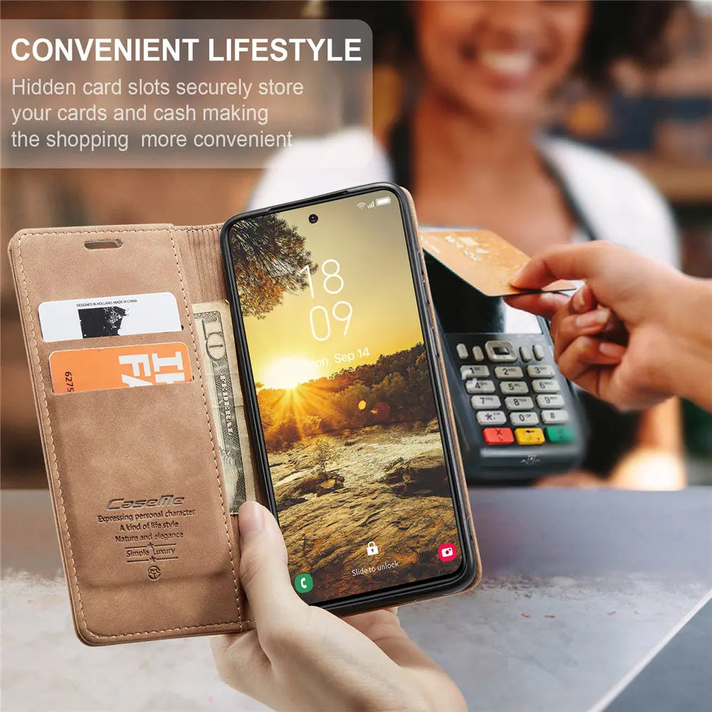 Funda de teléfono de cuero con tapa magnética S24FE para Samsung Galaxy S24 FE S24Plus Capa con ranura para tarjeta de crédito funda tipo billetera para Galaxy S24 Ultra
