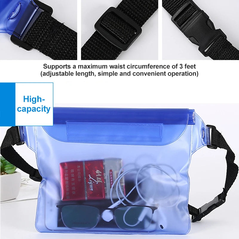 Riñonera impermeable de PVC para natación, funda de teléfono con Triple sellado para playa, fiestas acuáticas al aire libre, buceo a la deriva