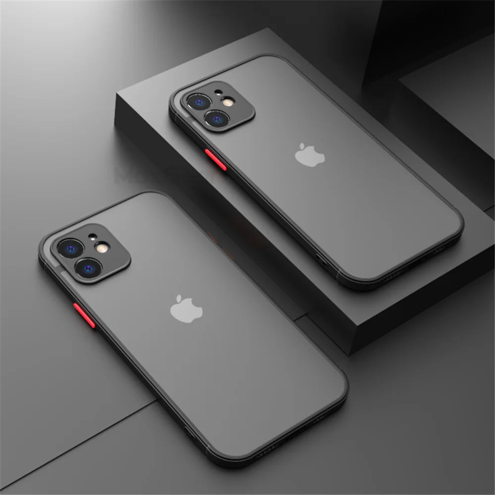Funda de teléfono mate de piel de armadura de lujo para iPhone 11 12 13 14 15 Pro Xs Max X XR 6 6s 7 8 Plus SE 2020 13 mini funda dura para PC