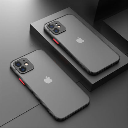 Funda de teléfono mate de piel de armadura de lujo para iPhone 11 12 13 14 15 Pro Xs Max X XR 6 6s 7 8 Plus SE 2020 13 mini funda dura para PC