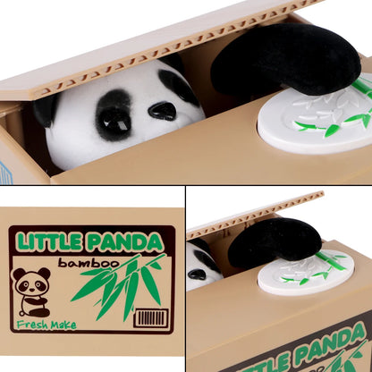 Hucha electrónica de plástico para niños, caja de ahorro de dinero, lindo Panda automatizado, gato, robar monedas, regalo