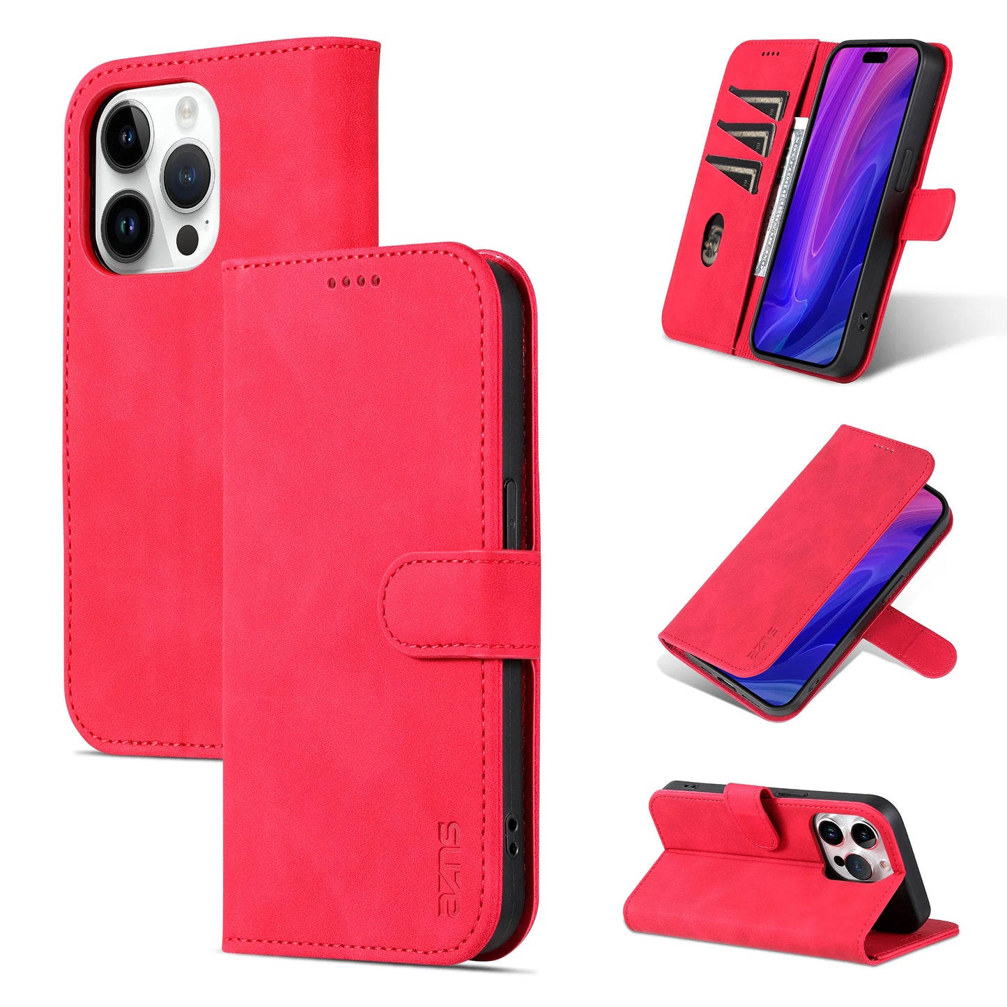 Funda para iPhone 13 15 Pro Max funda de teléfono con bolsillo para tarjetas para IPhone 14 12 11 XS 8Plus 7P 6P 13Pro SE2 Cartera de cuero genuino de alta calidad