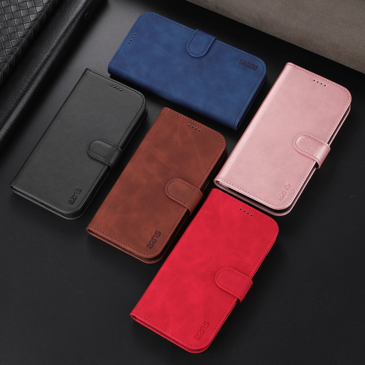 Funda para iPhone 13 15 Pro Max funda de teléfono con bolsillo para tarjetas para IPhone 14 12 11 XS 8Plus 7P 6P 13Pro SE2 Cartera de cuero genuino de alta calidad