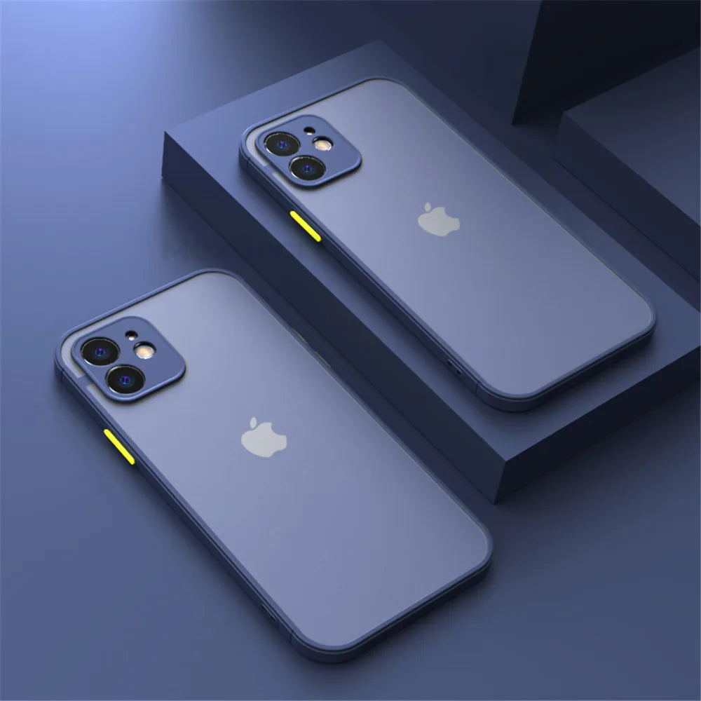 Funda de teléfono mate de piel de armadura de lujo para iPhone 11 12 13 14 15 Pro Xs Max X XR 6 6s 7 8 Plus SE 2020 13 mini funda dura para PC