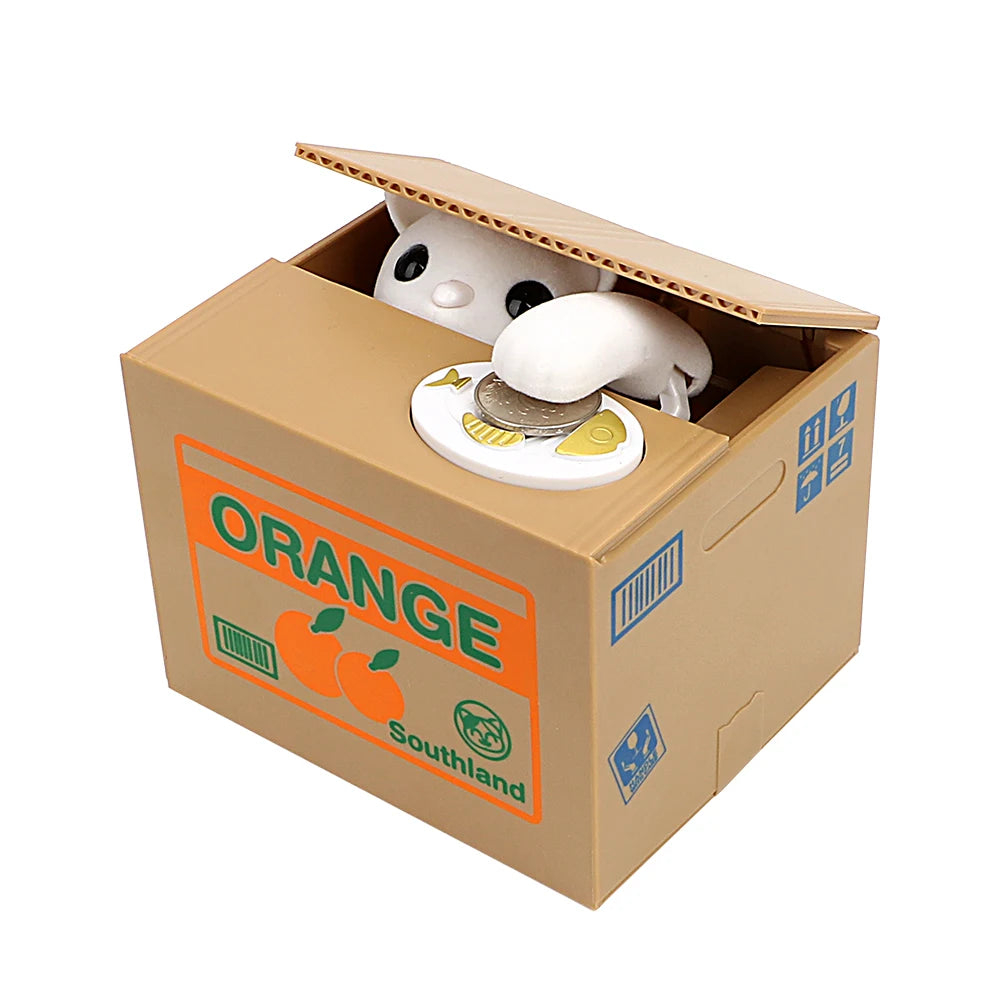 Hucha electrónica de plástico para niños, caja de ahorro de dinero, lindo Panda automatizado, gato, robar monedas, regalo