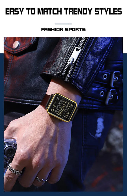 SANDA 6159 relojes electrónicos de moda para hombres reloj despertador multifuncional luminoso de silicona resistente al agua reloj Digital para estudiantes