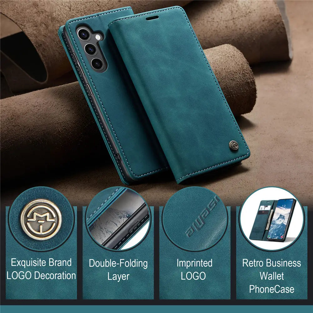 Funda de teléfono de cuero con tapa magnética S24FE para Samsung Galaxy S24 FE S24Plus Capa con ranura para tarjeta de crédito funda tipo billetera para Galaxy S24 Ultra