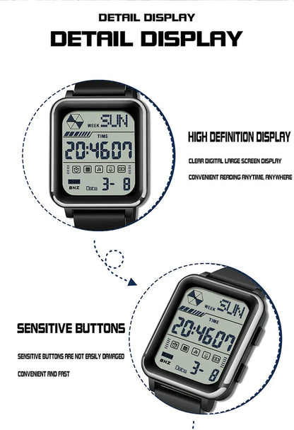 SANDA 6159 relojes electrónicos de moda para hombres reloj despertador multifuncional luminoso de silicona resistente al agua reloj Digital para estudiantes