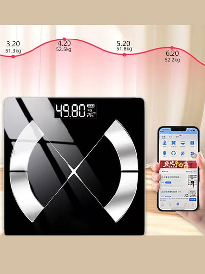 Bluetooth Fat Scale, Accurate Smart Digital Bathroom Weight Scale, Wireless Weight Scale, USB Rechargeable Smartphone App