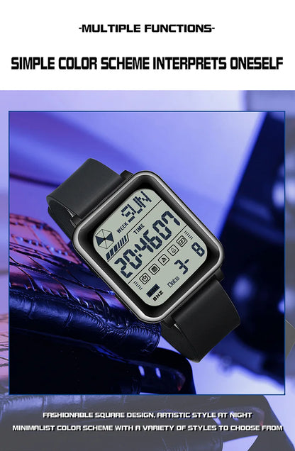 SANDA 6159 relojes electrónicos de moda para hombres reloj despertador multifuncional luminoso de silicona resistente al agua reloj Digital para estudiantes