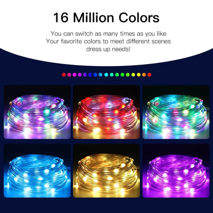 20M RGBIC USB 5V LED String Light Bluetooth Music App WS2812 Programmable DIY Fairy Lights Birthday Party Garland Christmas Decoration