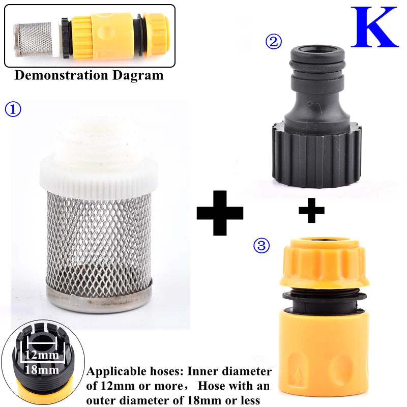 1/2 3/4 Inch Garden Watering Filter Car Washer Irrigation Hose Filter Water Pipe Quick Connector Aquarium Water Pump Strainer