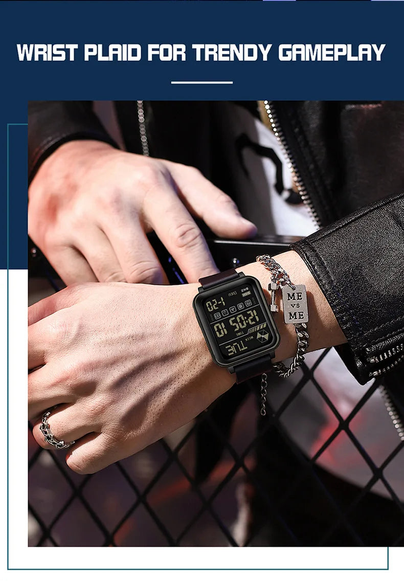 SANDA 6159 relojes electrónicos de moda para hombres reloj despertador multifuncional luminoso de silicona resistente al agua reloj Digital para estudiantes