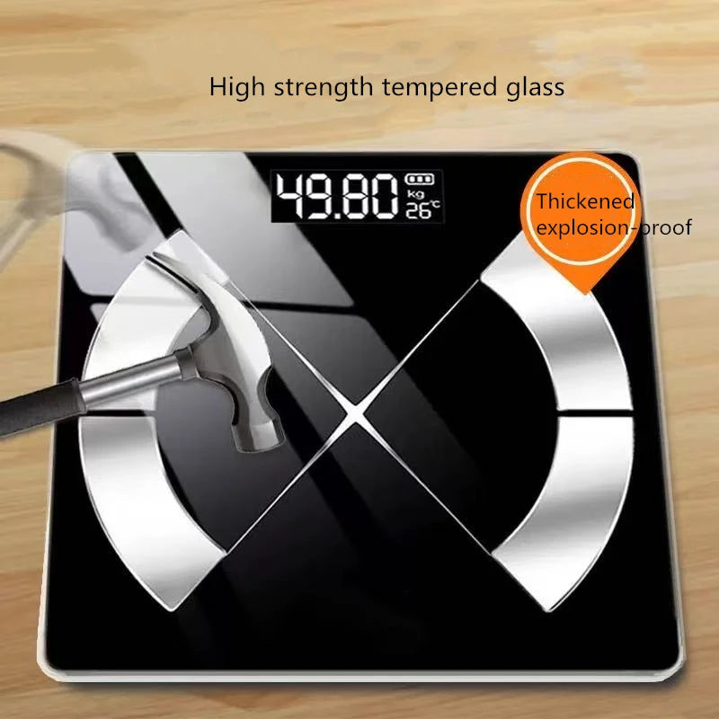 Bluetooth Fat Scale, Accurate Smart Digital Bathroom Weight Scale, Wireless Weight Scale, USB Rechargeable Smartphone App