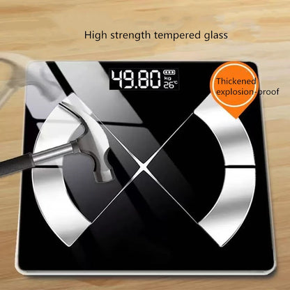Bluetooth Fat Scale, Accurate Smart Digital Bathroom Weight Scale, Wireless Weight Scale, USB Rechargeable Smartphone App