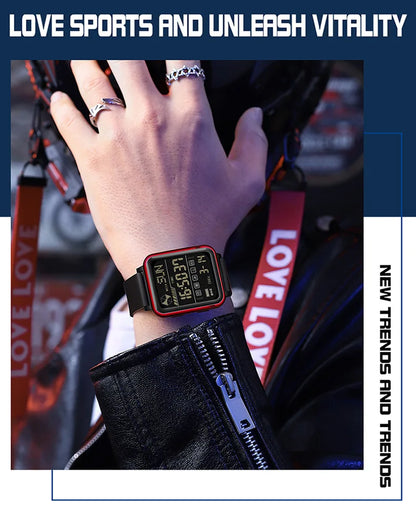 SANDA 6159 relojes electrónicos de moda para hombres reloj despertador multifuncional luminoso de silicona resistente al agua reloj Digital para estudiantes