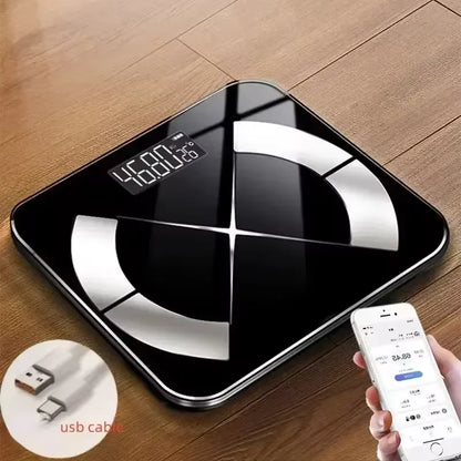 Bluetooth Fat Scale, Accurate Smart Digital Bathroom Weight Scale, Wireless Weight Scale, USB Rechargeable Smartphone App