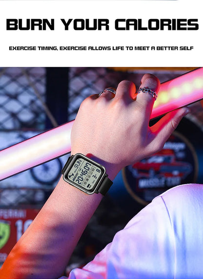 SANDA 6159 relojes electrónicos de moda para hombres reloj despertador multifuncional luminoso de silicona resistente al agua reloj Digital para estudiantes