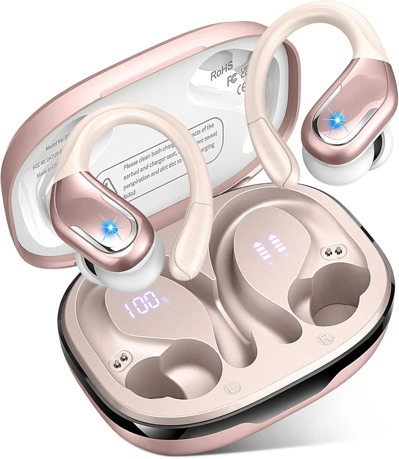 75Hrs Bluetooth 5.3 Headphones, IP7 Waterproof Wireless Earbuds with ENC Noise Cancelling Mic, Deep Bass for Sports, Workout and Gym