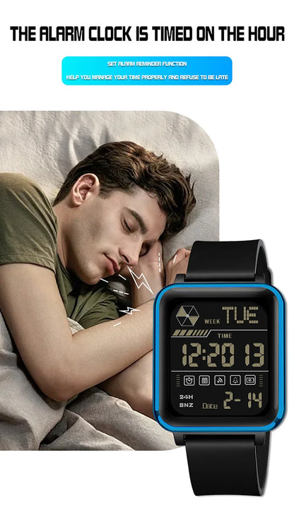 SANDA 6159 relojes electrónicos de moda para hombres reloj despertador multifuncional luminoso de silicona resistente al agua reloj Digital para estudiantes