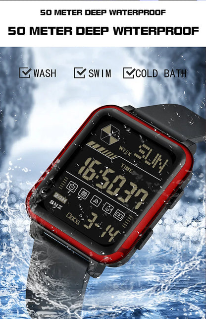 SANDA 6159 relojes electrónicos de moda para hombres reloj despertador multifuncional luminoso de silicona resistente al agua reloj Digital para estudiantes