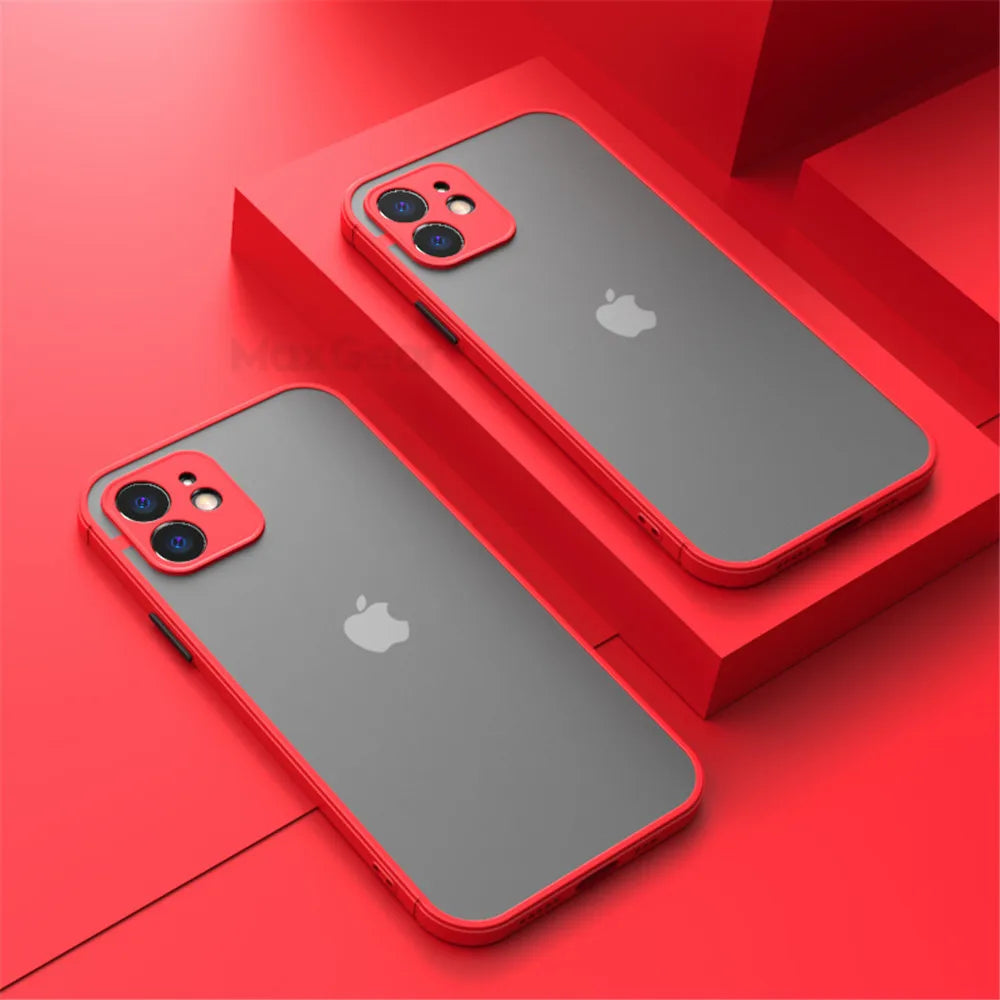 Funda de teléfono mate de piel de armadura de lujo para iPhone 11 12 13 14 15 Pro Xs Max X XR 6 6s 7 8 Plus SE 2020 13 mini funda dura para PC