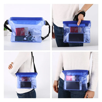 Riñonera impermeable de PVC para natación, funda de teléfono con Triple sellado para playa, fiestas acuáticas al aire libre, buceo a la deriva